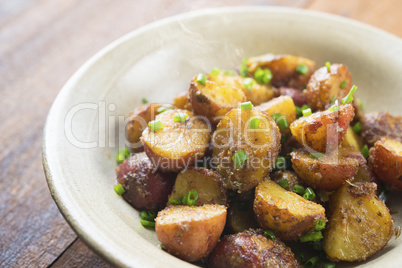 Baked potatoes close up