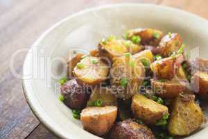 Baked potatoes close up