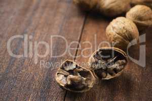Cracked walnuts shell