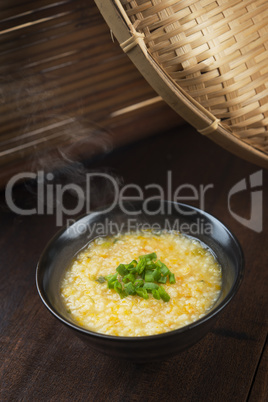 Rice porridge bowl ready to serve