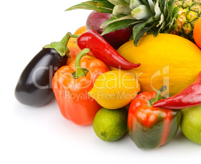 fruits and vegetables isolated on white background