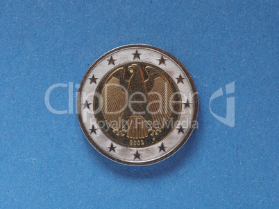 2 euro coin, European Union, Germany over blue