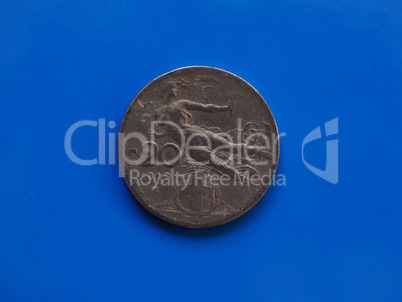 20 cents coin, Kingdom of Italy over blue