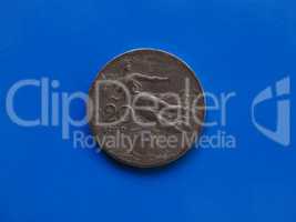 20 cents coin, Kingdom of Italy over blue