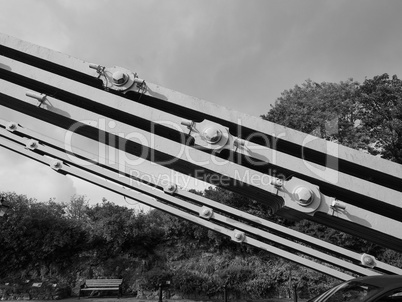 Clifton Suspension Bridge in Bristol in black and white