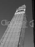 St Mark campanile in Venice in black and white