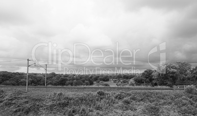 English country landscape in black and white