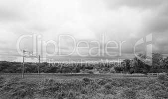 English country landscape in black and white