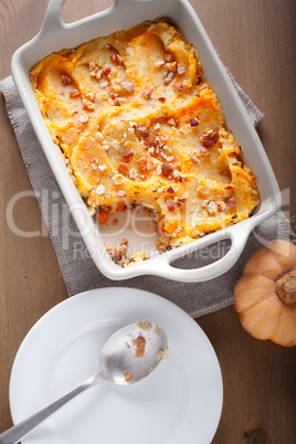 Parmentier of pumpkin and potatoes with beef