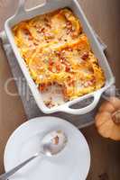 Parmentier of pumpkin and potatoes with beef