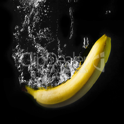 Yellow banana in water