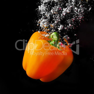 Orange paprika in water