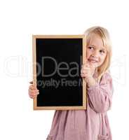 girl holding board