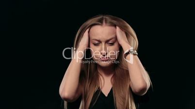 Young stressed woman thinking over problem