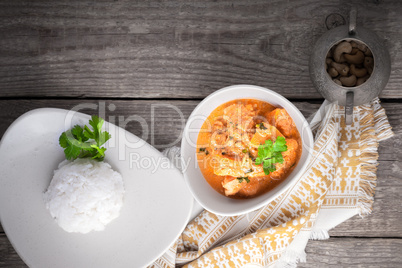 Chicken curry and rice