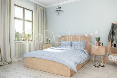 3d render - maritime holiday flatt - bedroom