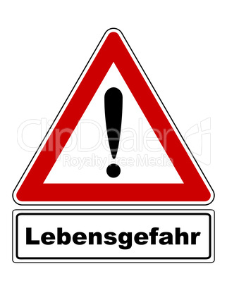 Warnschild mit Ausrufezeichen und Zusatzinformation