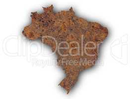 Karte von Brasilien auf rostigem Metall
