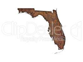 Karte von Florida auf rostigem Metall