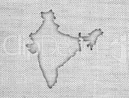 Karte von Indien auf altem Leinen