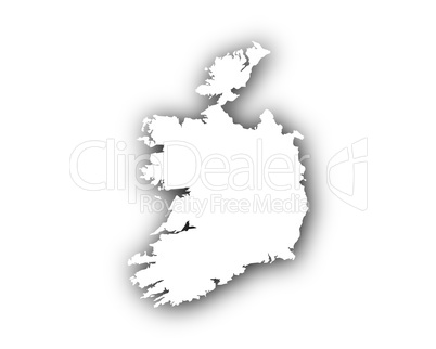 Karte von Irland mit Schatten