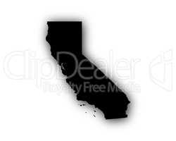 Karte von Kalifornien mit Schatten