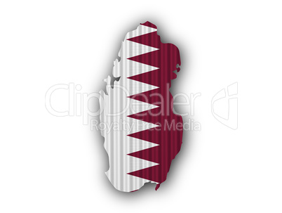 Karte und Fahne von Katar auf Wellblech