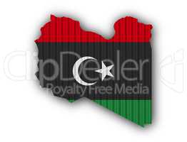 Karte und Fahne von Libyen auf Wellblech
