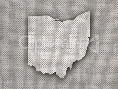 Karte von Ohio auf altem Leinen
