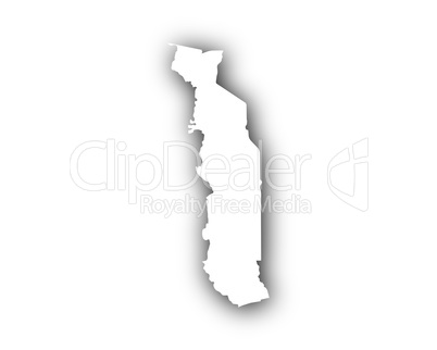 Karte von Togo mit Schatten