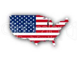 Karte und Fahne der USA