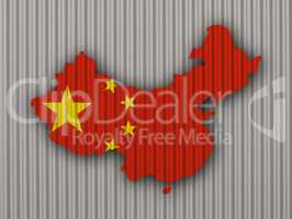 Karte und Fahne von China auf Wellblech