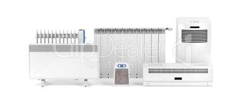 Electric heaters on white