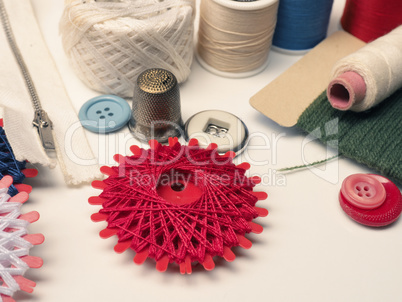 Sewing tools on a table