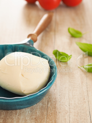 Organic mozzarella with basil