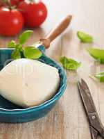 Organic mozzarella with basil