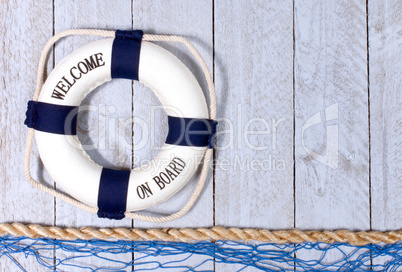 Welcome on Board - lifebuoy with text
