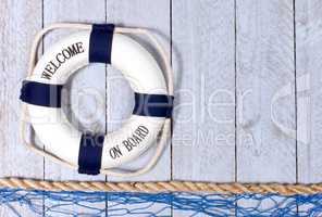 Welcome on Board - lifebuoy with text