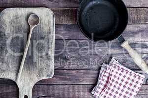 Empty black cast-iron frying pan