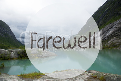 Lake With Mountains, Norway, Text Farewell