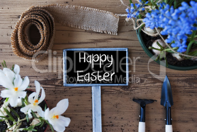 Spring Flowers, Sign, Text Happy Easter Spring Flowers, Sign, Text Happy Easter