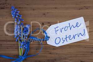 Srping Grape Hyacinth, Label, Frohe Ostern Means Happy Easter
