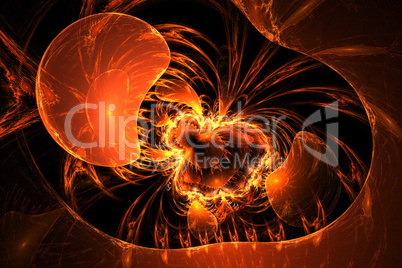 Fractal image of a fiery volcano.