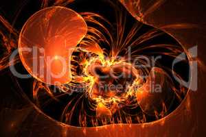 Fractal image of a fiery volcano.