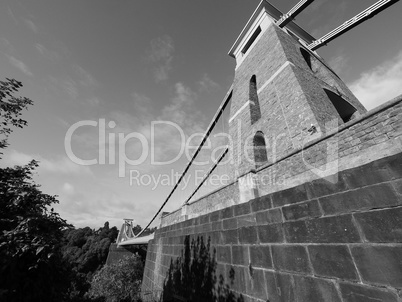 Clifton Suspension Bridge in Bristol in black and white