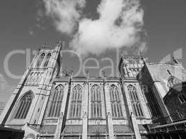 Bristol Cathedral in Bristol in black and white