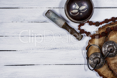 Singing bowl and other religious objects for meditation and rela