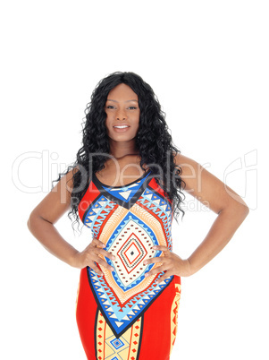Beautiful African woman in colorful dress.