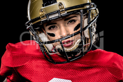 American football player in helmet