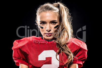 Attractive female american football player